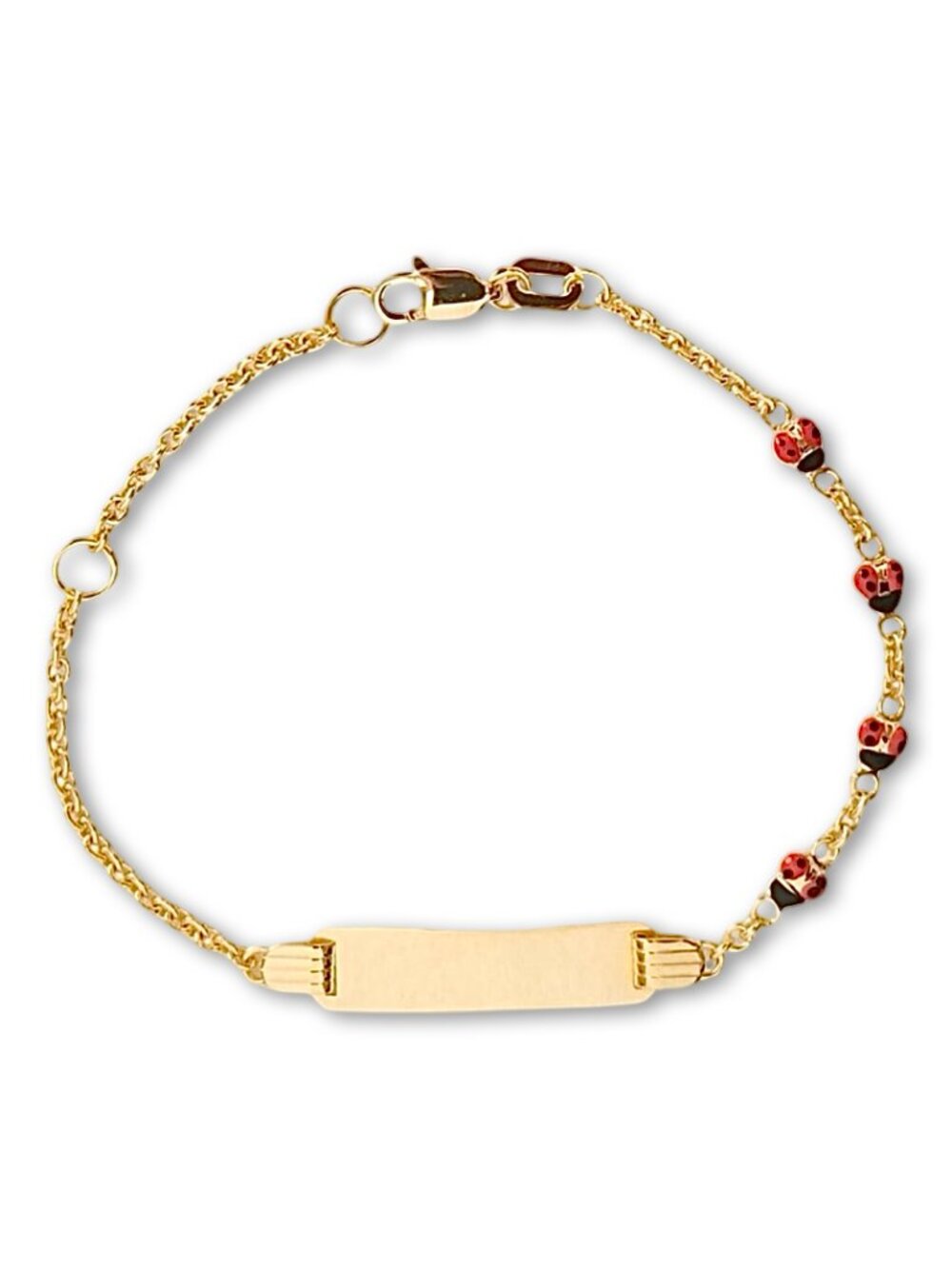 14K Gold Baby ID LadybuBracelet | Engravable Bracelet for KidsBy Tehrani Jewelry